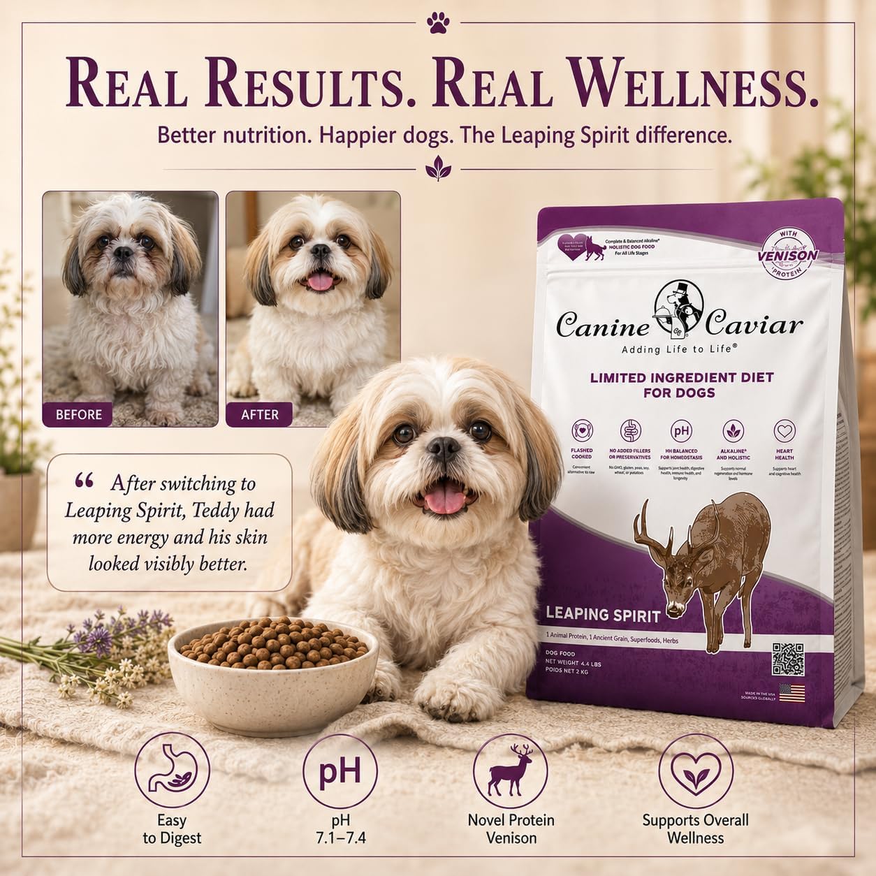 Canine Caviar - Open Range: Water Buffalo & Chickpea Alkaline Dry Dog Food, Limited Ingredients, Gluten-Free, Based on Science & Research, Veterinary Alternative Diet (22 Pound Bag)