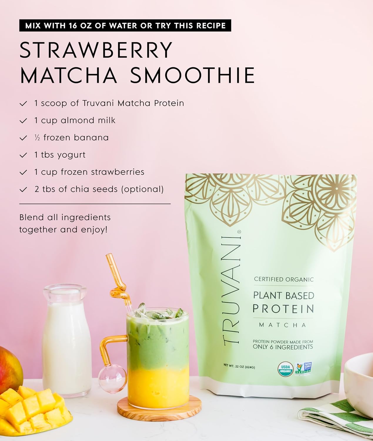 Truvani Organic Plant Based Protein Powder | Chocolate Peanut Butter