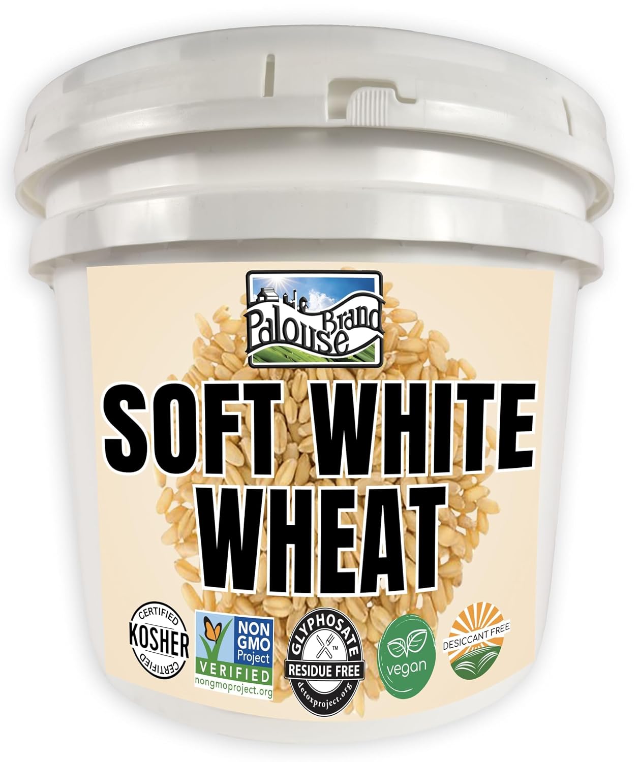 Palouse Brand Certified Glyphosate Residue Free Soft White Wheat Berries | 25 LBS Bulk | Family Farmed in Washington State | Sproutable | Non-GMO Project Verified | Kosher