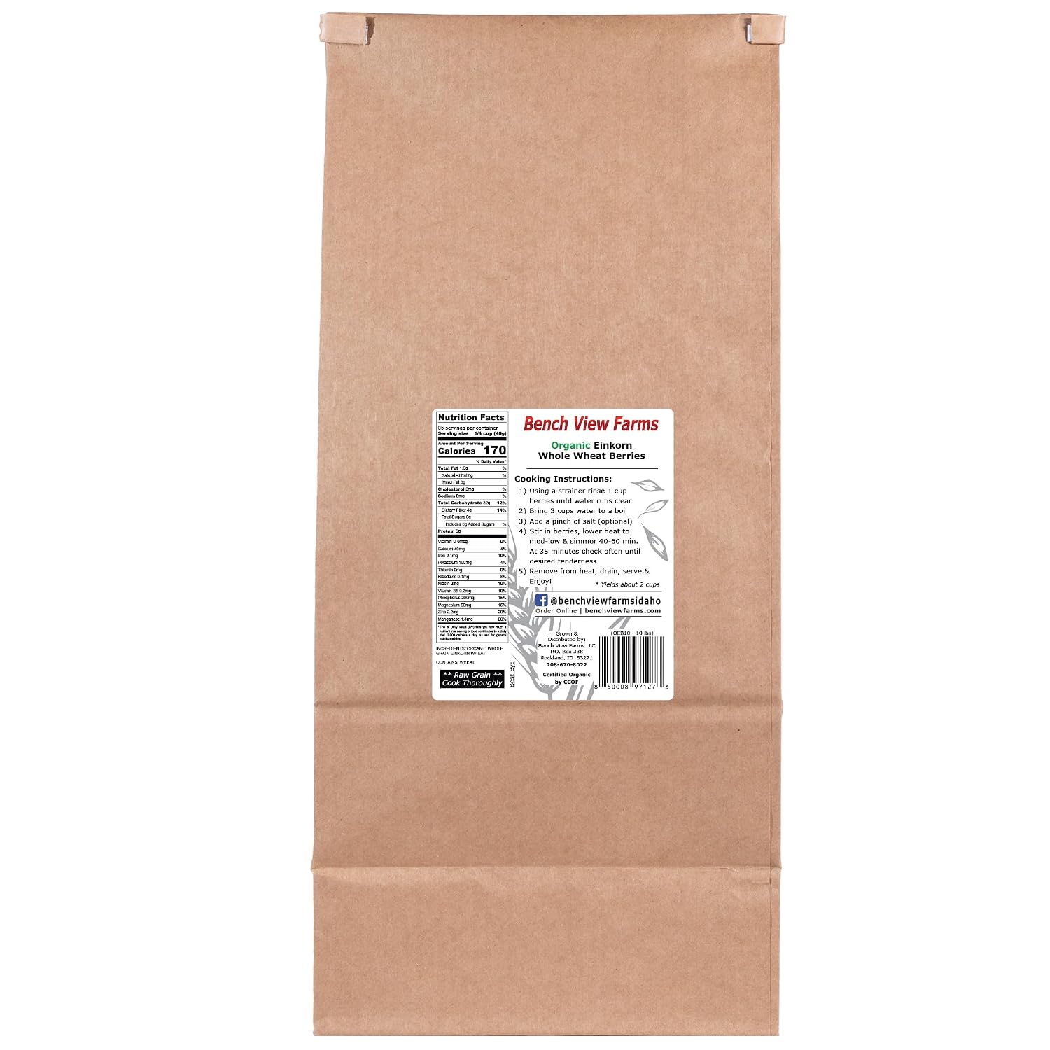 Organic Einkorn Wheat Berries - 3lbs
