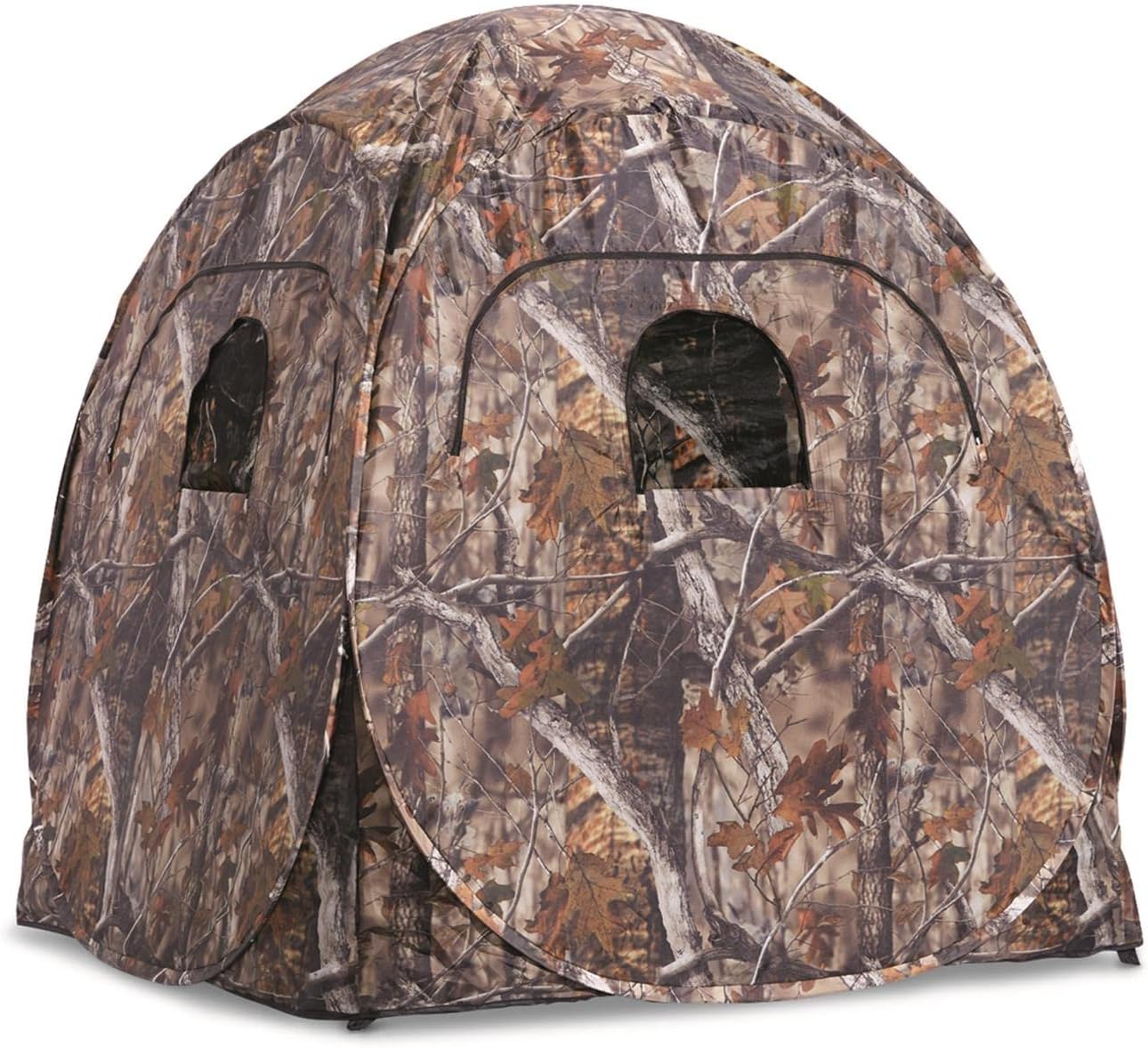 Guide Gear HuntRite Deluxe 4-Panel Spring Steel Hunting Blind; 2 Person Ground Tent for Deer and Turkey Season
