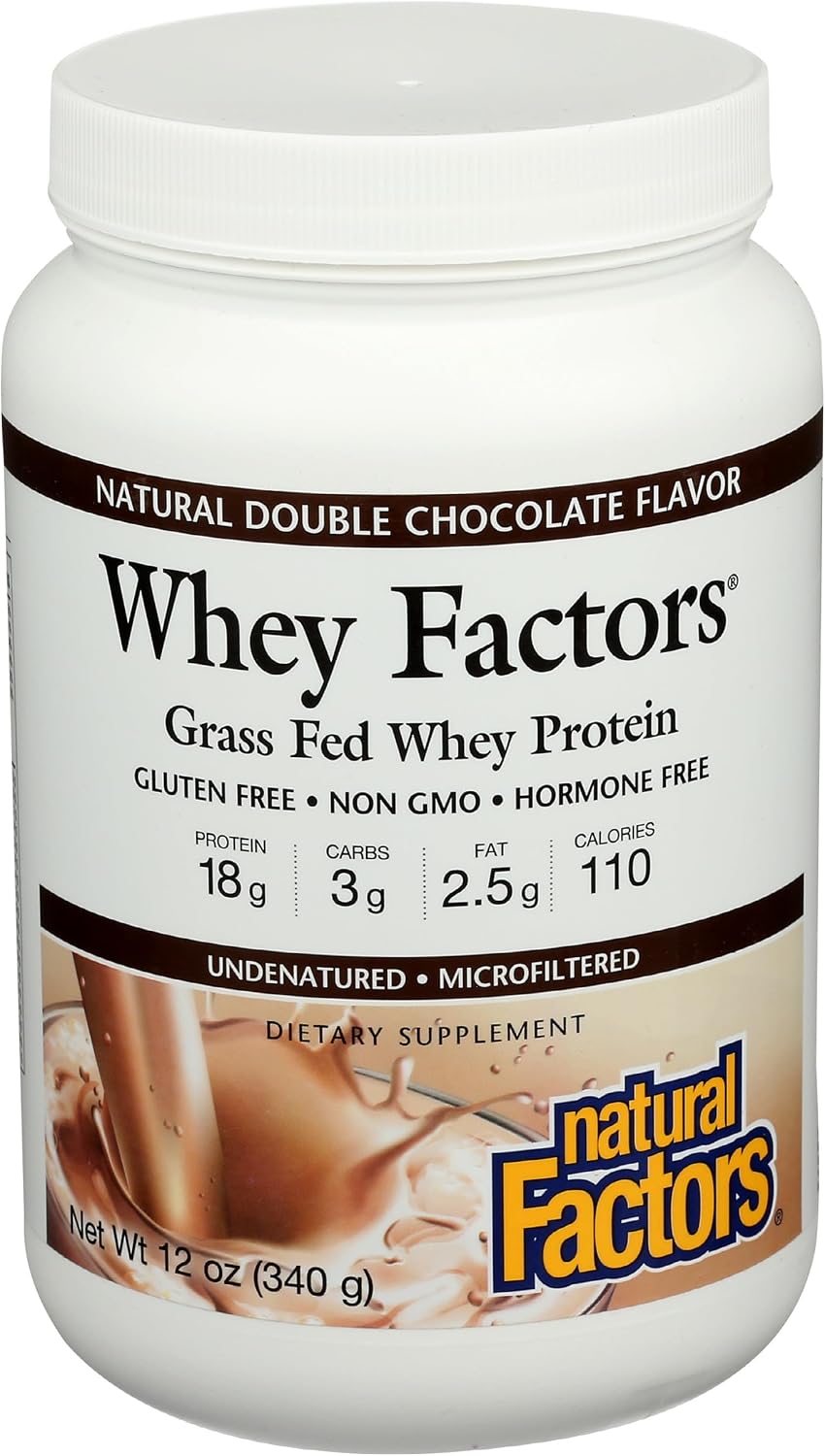 Whey Factors by Natural Factors, Grass Fed Whey Protein Concentrate, Aids Muscle Development and Immune Health, Unflavored, 2 lb