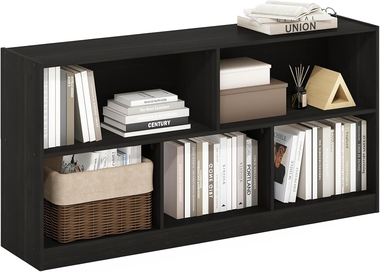 Furinno LUDER Book Shelf, 6-Tier Tall Modern Bookshelf, Bookcase with Open Shelves, 9.3 x 12 x 71, for Living Room, Bedroom, Home Office, White