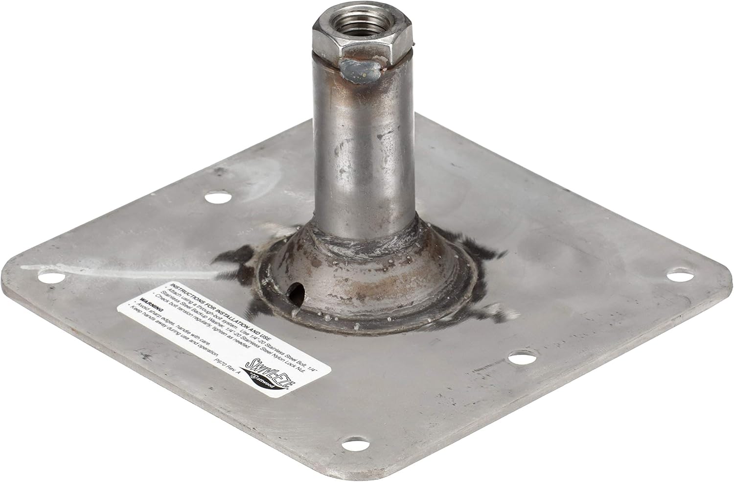 Swivl-Eze attwood SP-67739 Swivl-Eze Lock'N-Pin Stainless Steel 7-Inch x 7-Inch Non Threaded Boat Seat Pedestal Base | Non-threaded for 3/4 in pin socket, needs 2-3/4 in mounting hole, satin finish, exceeds ABYC standards, Type B rating