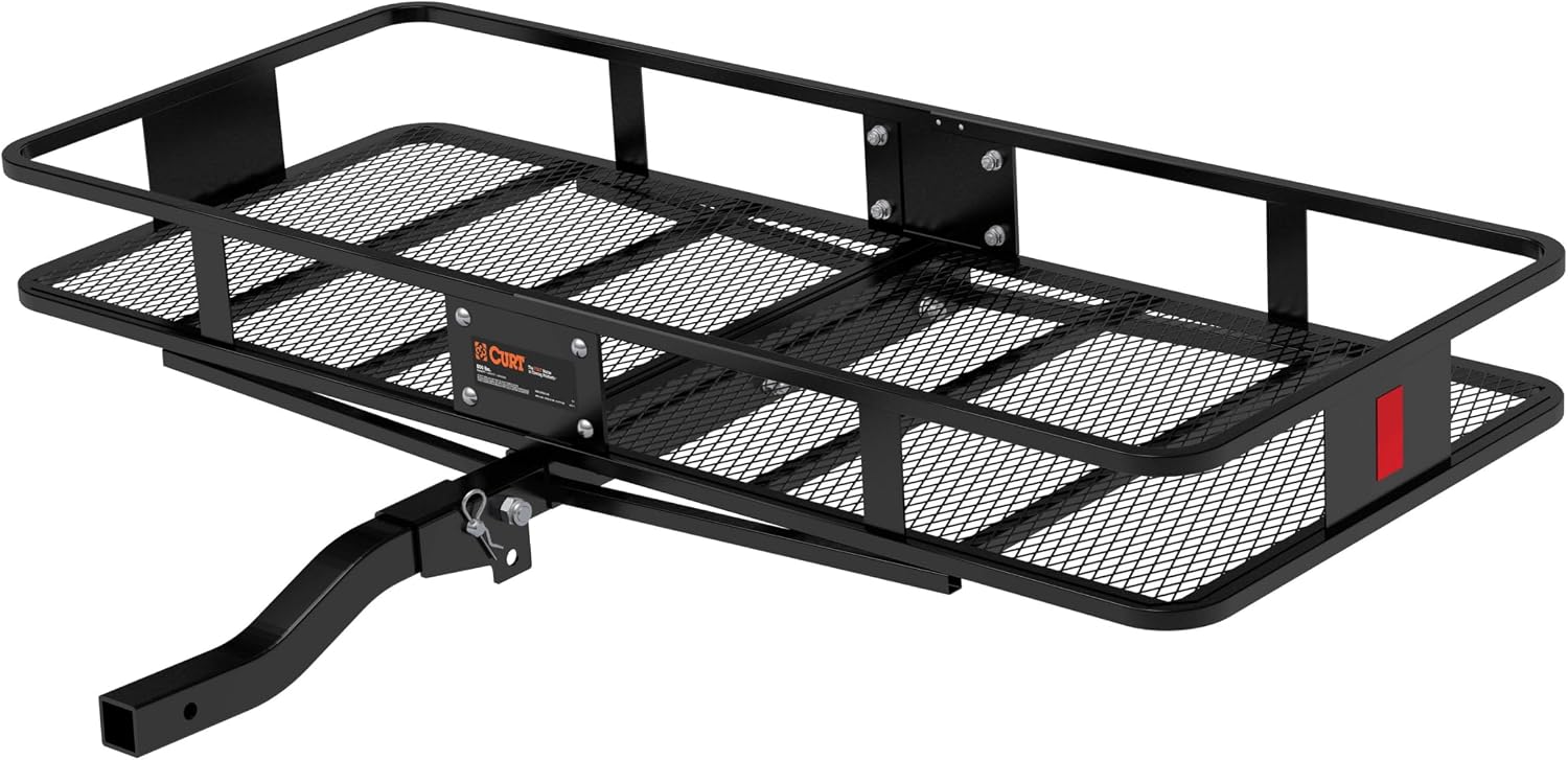 CURT 18153 Folding Hitch Basket Cargo Carrier, 60" x 24", 500 lb