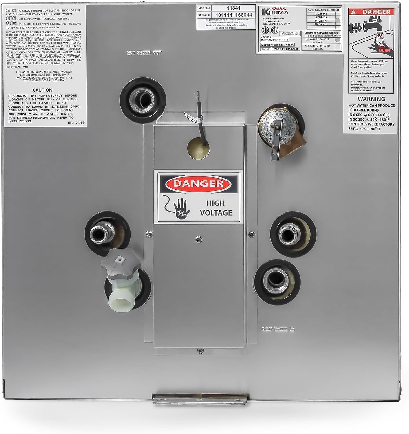 Camco 11841 Kuuma Water Heater with 120V Front Heat Exchange and Back Mount - 11 Gallons
