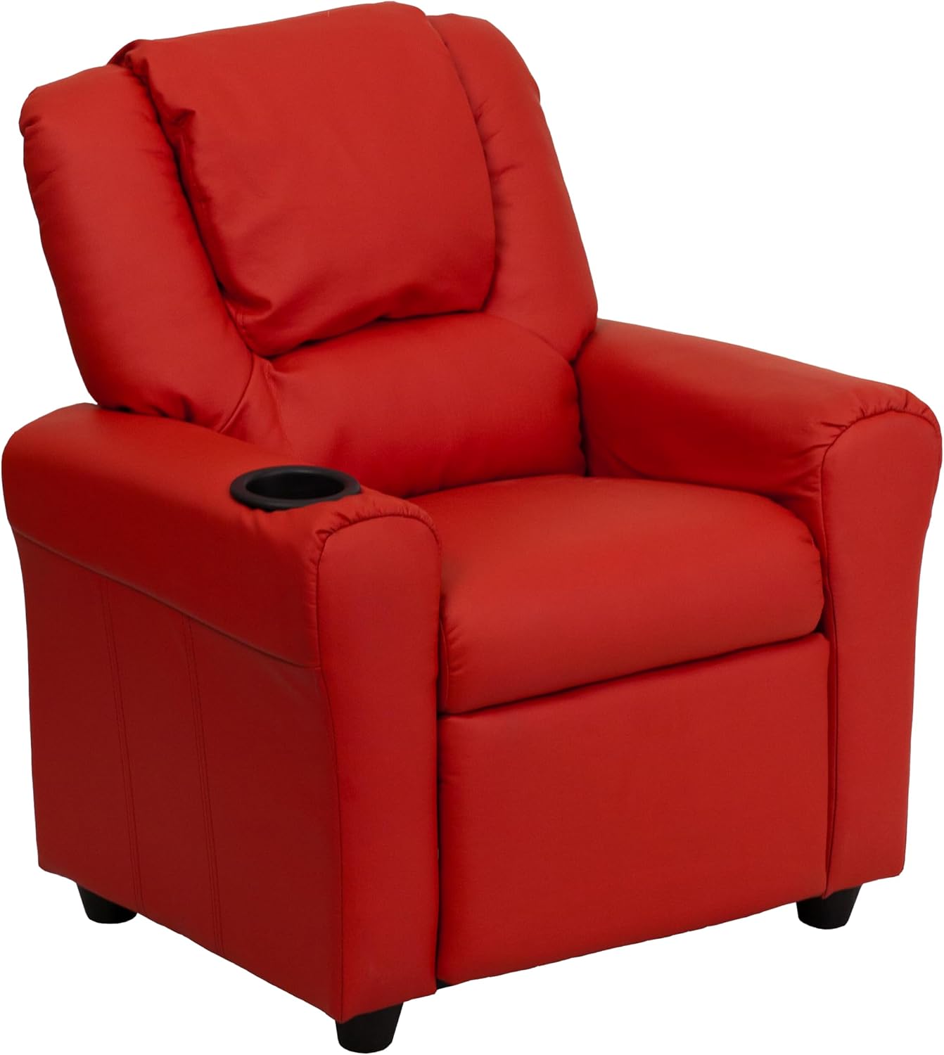 Flash Furniture Vana LeatherSoft Kids Recliner with Cup Holder, Headrest, and Safety Recline, Contemporary Reclining Chair for Kids, Supports up to 90 lbs., Brown | Manual Recline, Padded Seat and Back, Child-Friendly Design, Safety Recline Feature