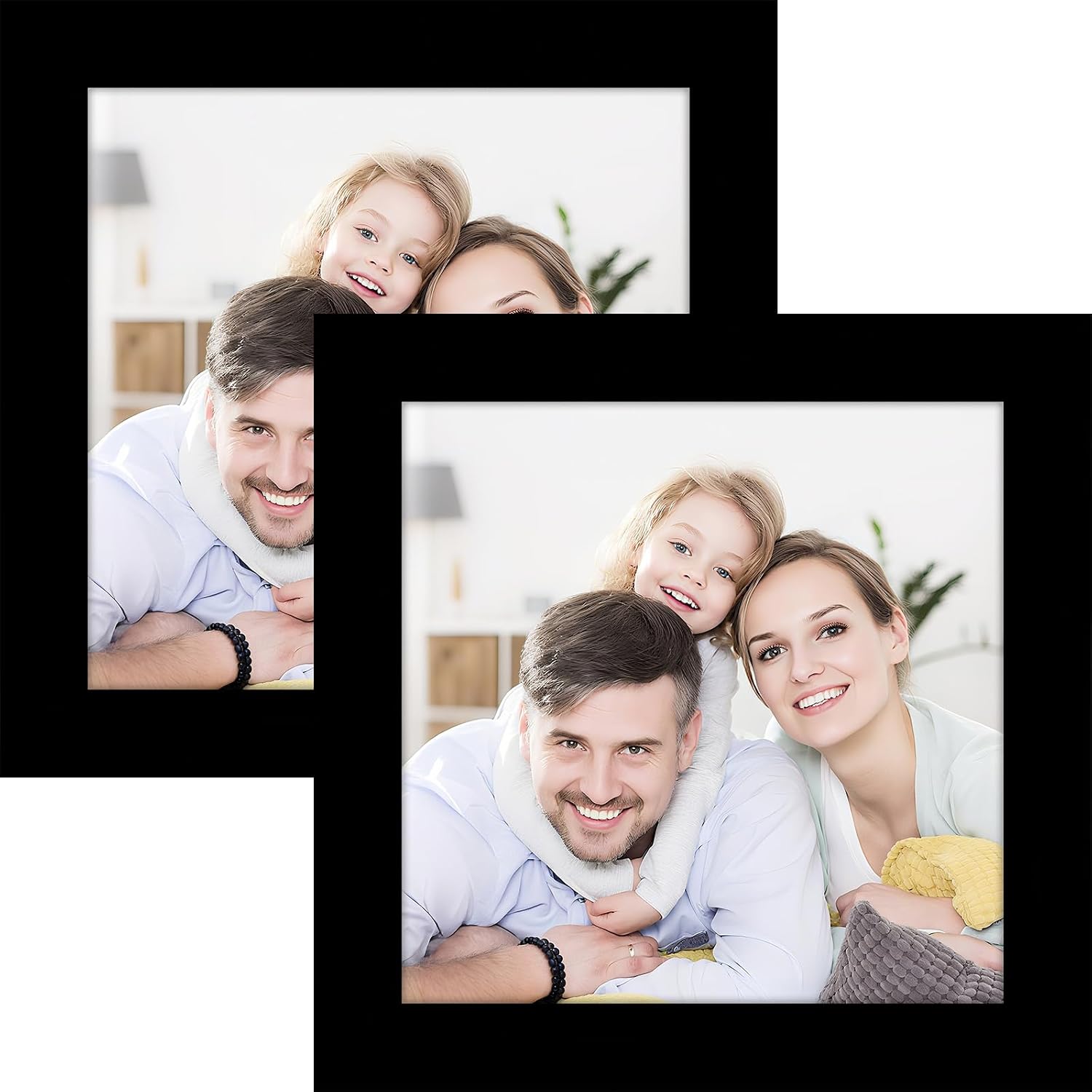 Picture Frames 8x8 2 Pack Made of Solid Wood Black for Wall Mounting and Tabletop Display