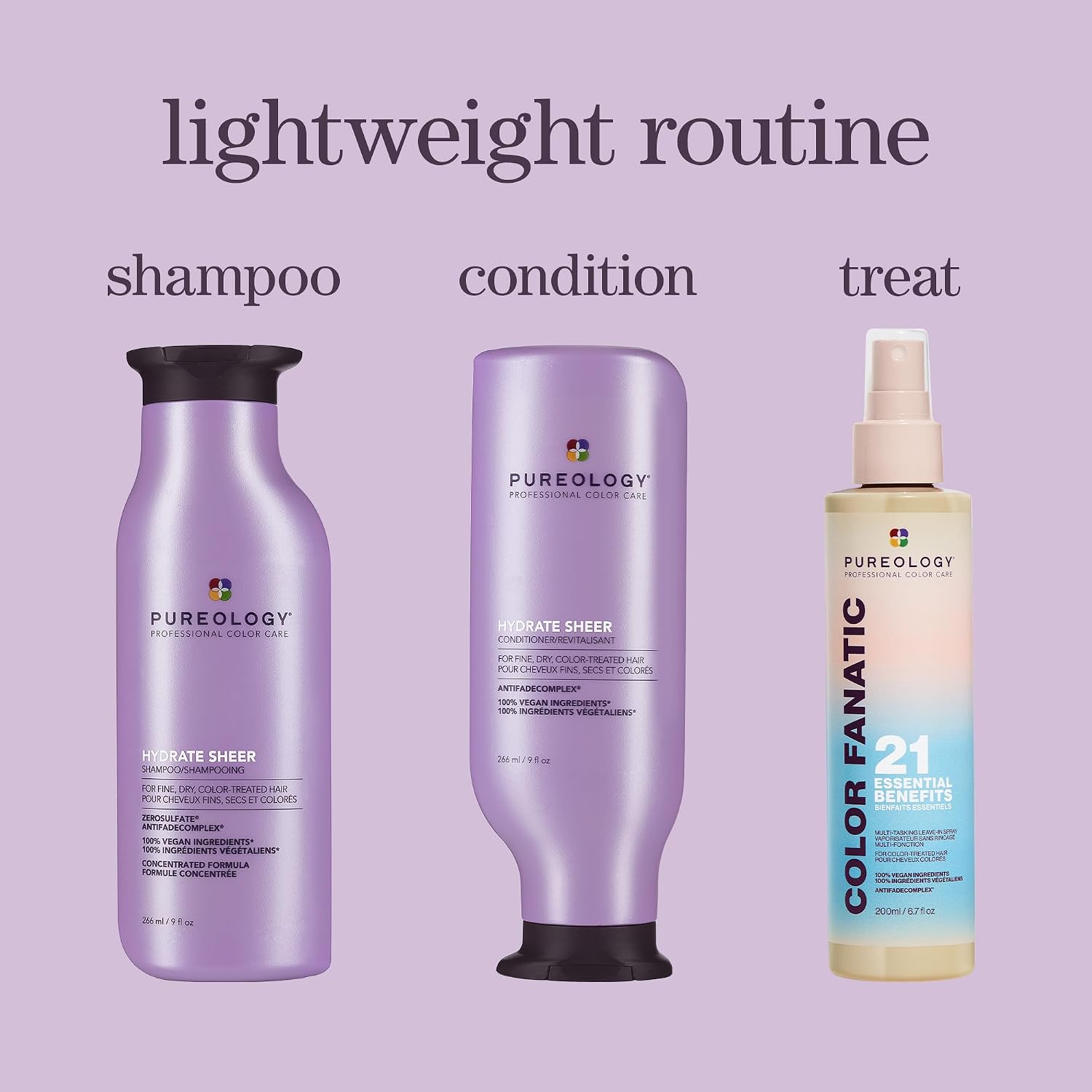 Pureology Hydrate Sheer Shampoo - Lightweight Hydrating Shampoo For Fine or Dry Color-Treated Hair, Silicone-Free & Vegan