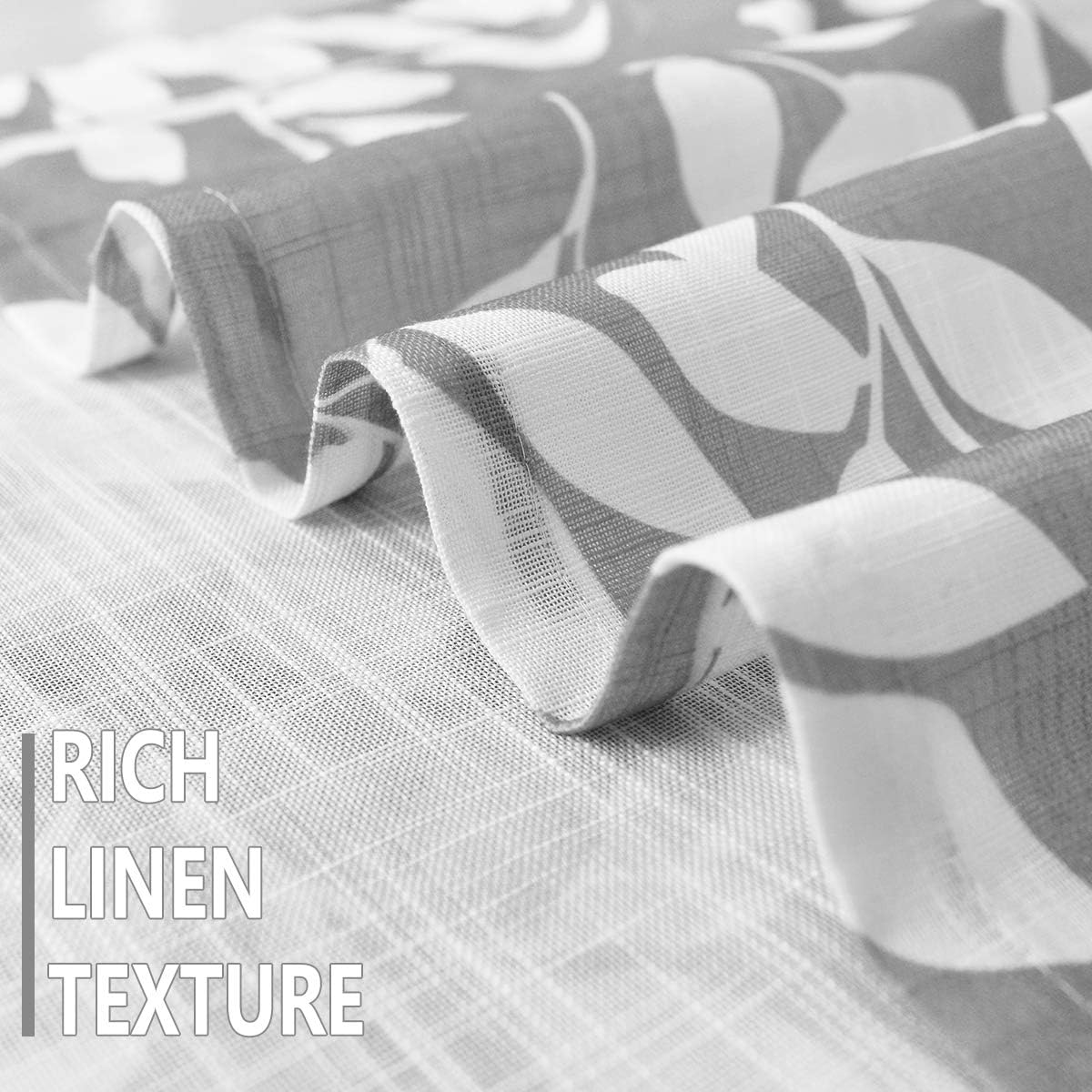 Leaf Semi Sheer Curtains for Bedroom Living Room 52x72" Taupe White Print 2