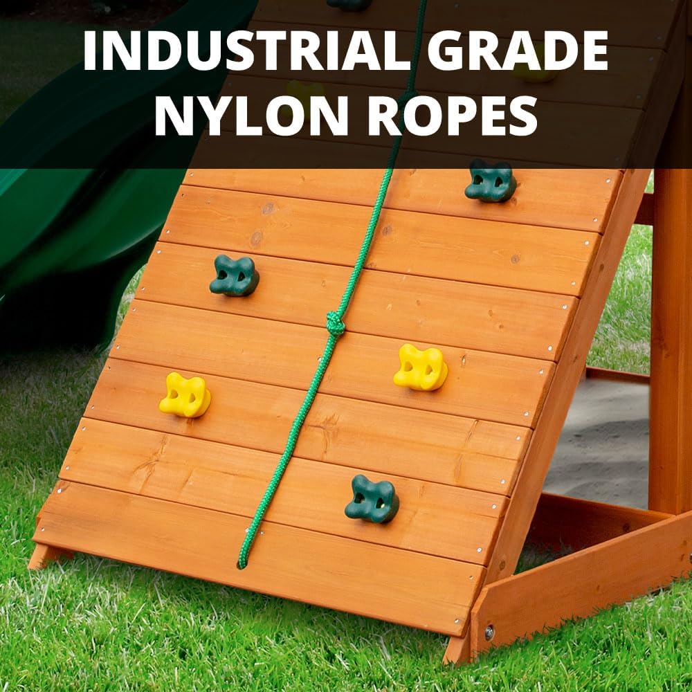 Gorilla Playsets 01-1089 Avalon Treehouse Swing Set with Oversized Green Vinyl Canopy Roof, Twister Tube Slide, Climbing Wall, Ladder