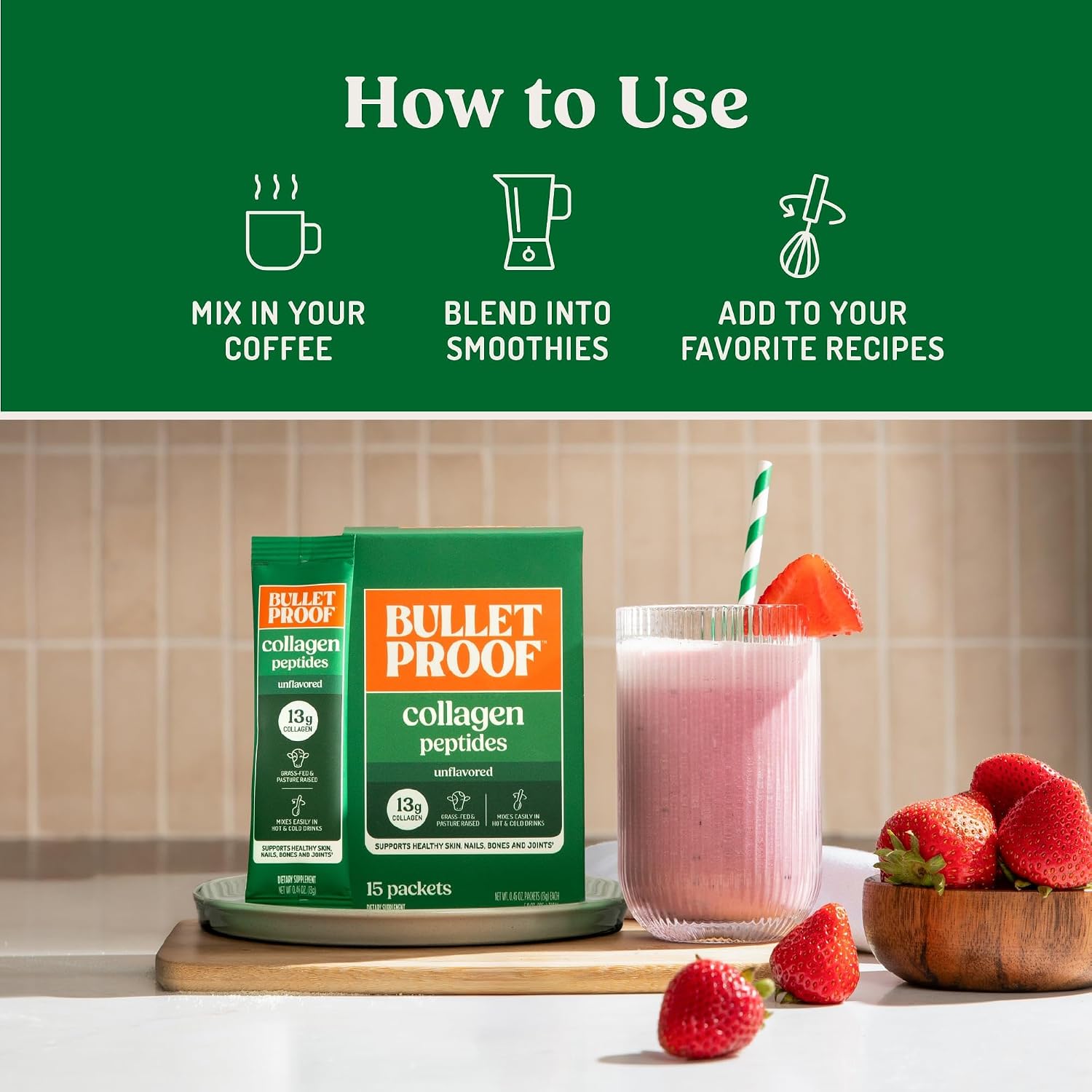 Bulletproof Unflavored Collagen Peptides Protein Powder, 17.6 oz | 20g Grass-Fed Pasture-Raised Collagen Protein and Amino Acids for Skin, Bones and Joints