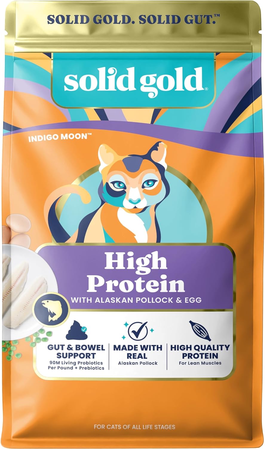 Solid Gold Dry Cat Food for Indoor Cats of All Ages - W/Lamb, Brown Rice, Barley, Probiotics & Fiber for Gut Health- Holistic & Healthy Cat Kibble for Kittens & Adults - Dry Kibble for Cats - 4 LB