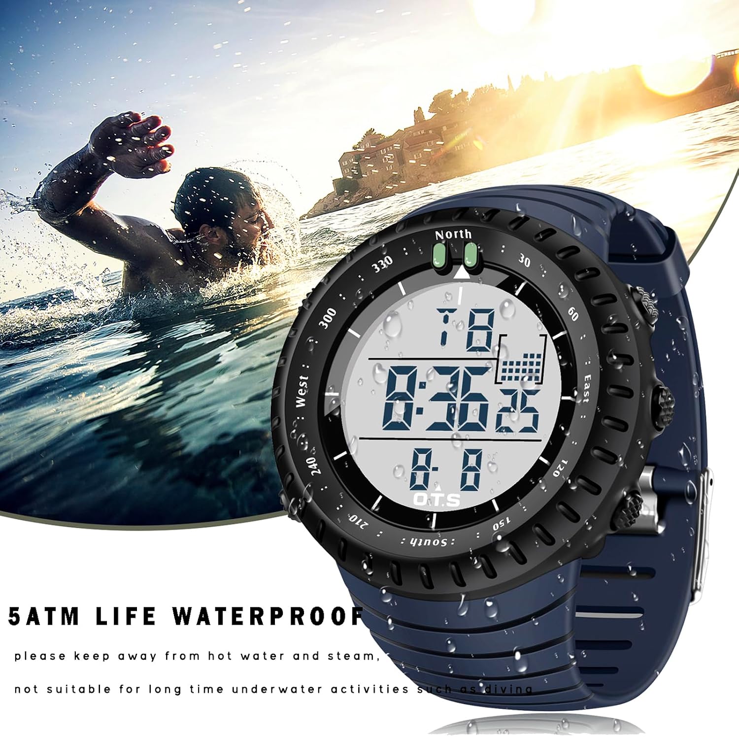 PALADA Men's Digital Sports Watch Waterproof Tactical Watch with LED Backlight Watches for Men