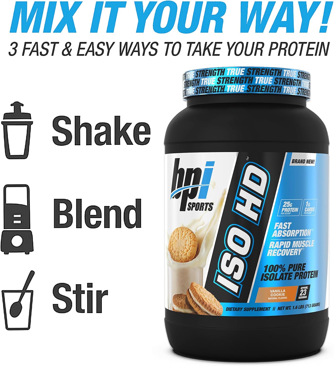 BPI Sports ISO HD Isolate Protein Powder – 100% Whey Isolate, Protein Powder for Muscle Gain - Chocolate Brownie, 5.4 Pounds - 69 Servings
