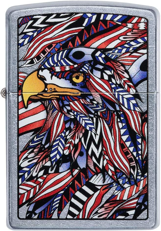Zippo Eagles Dare Pocket Lighter - Refillable Flip-Top Windproof Lighters - Fierce Soaring Eagle Patriotic Design Pocket Lighters - Luxury Metal Lighter Made in USA