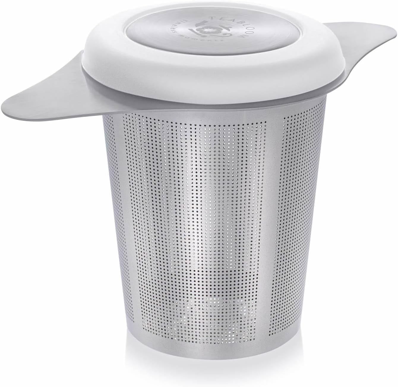 Teabloom Universal Loose Tea Infuser with Dual-Purpose Lid/Dish – Fits Cups, Mugs, Teapots – Tea Connoisseur's Choice – Steep Tea or Coffee