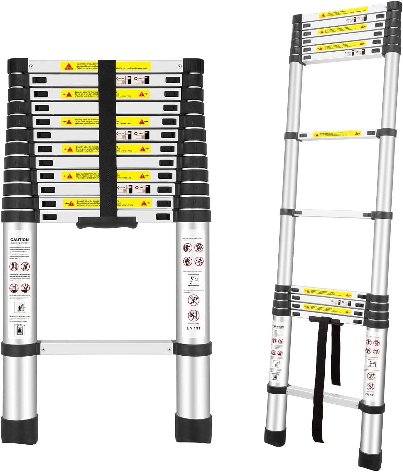 Yami 8.5FT Telescoping Ladders, EN131 Standards Aluminum Extension Ladder
