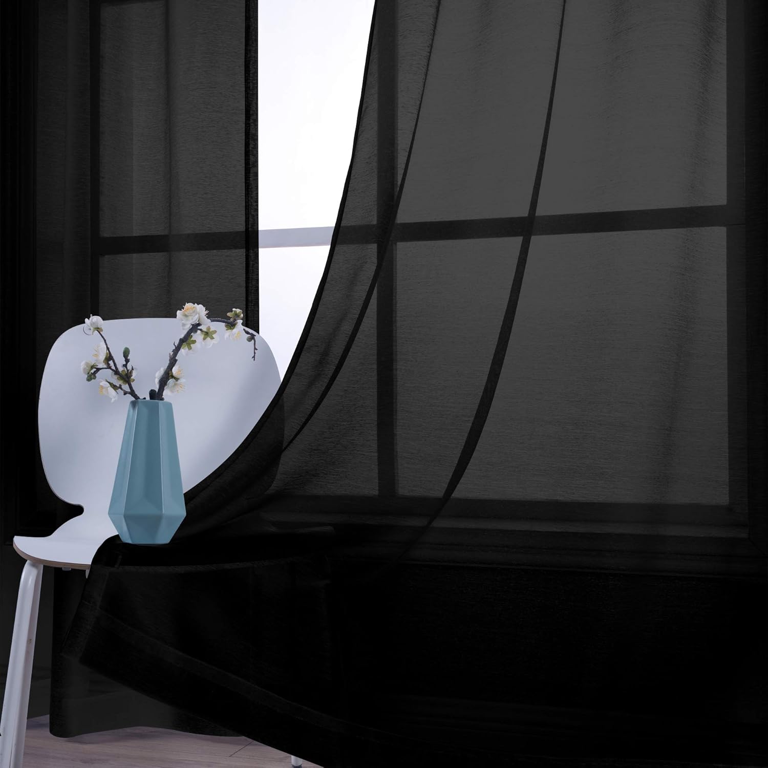 KOUFALL White Sheer Curtains 72 Inches Long for Bedroom Set of 2 Panels Grommet Faux Linen Window Voile Semi Baisc Decorative Sheer Curtains for