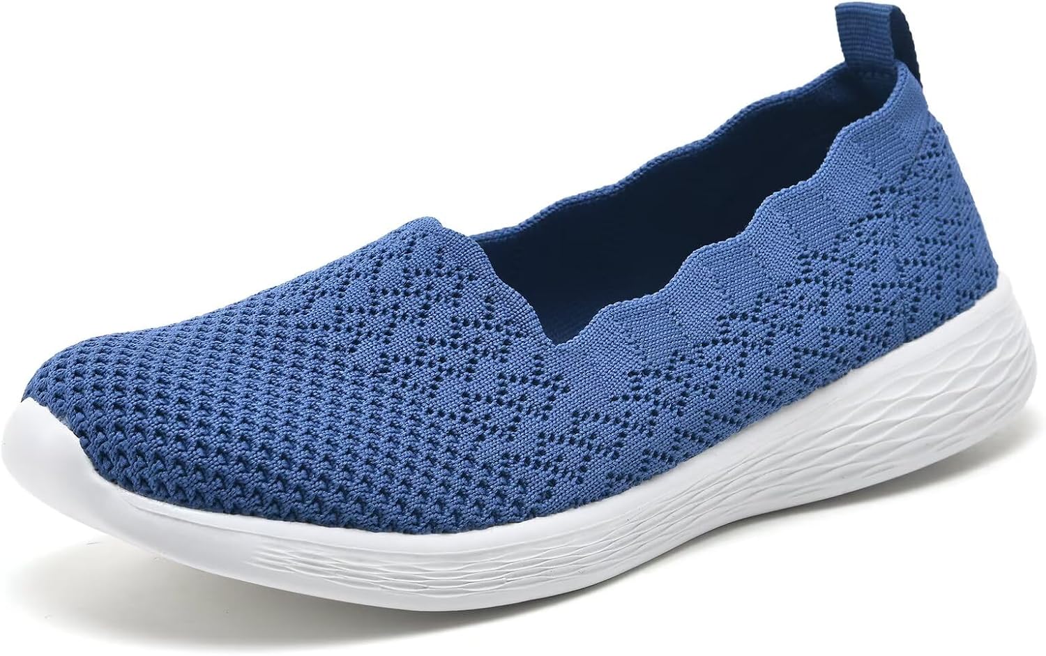poemlady Women's Walking Shoes Slip On Knit Mesh Loafers Round Toe Flat