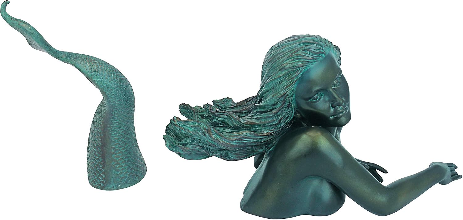 Design Toscano Meara the Mermaid Swimmer Indoor/Outdoor Garden Statue for Patio, Pool or Lawn, 16 Inches Wide, 7 Inches Deep, 7 Inches High