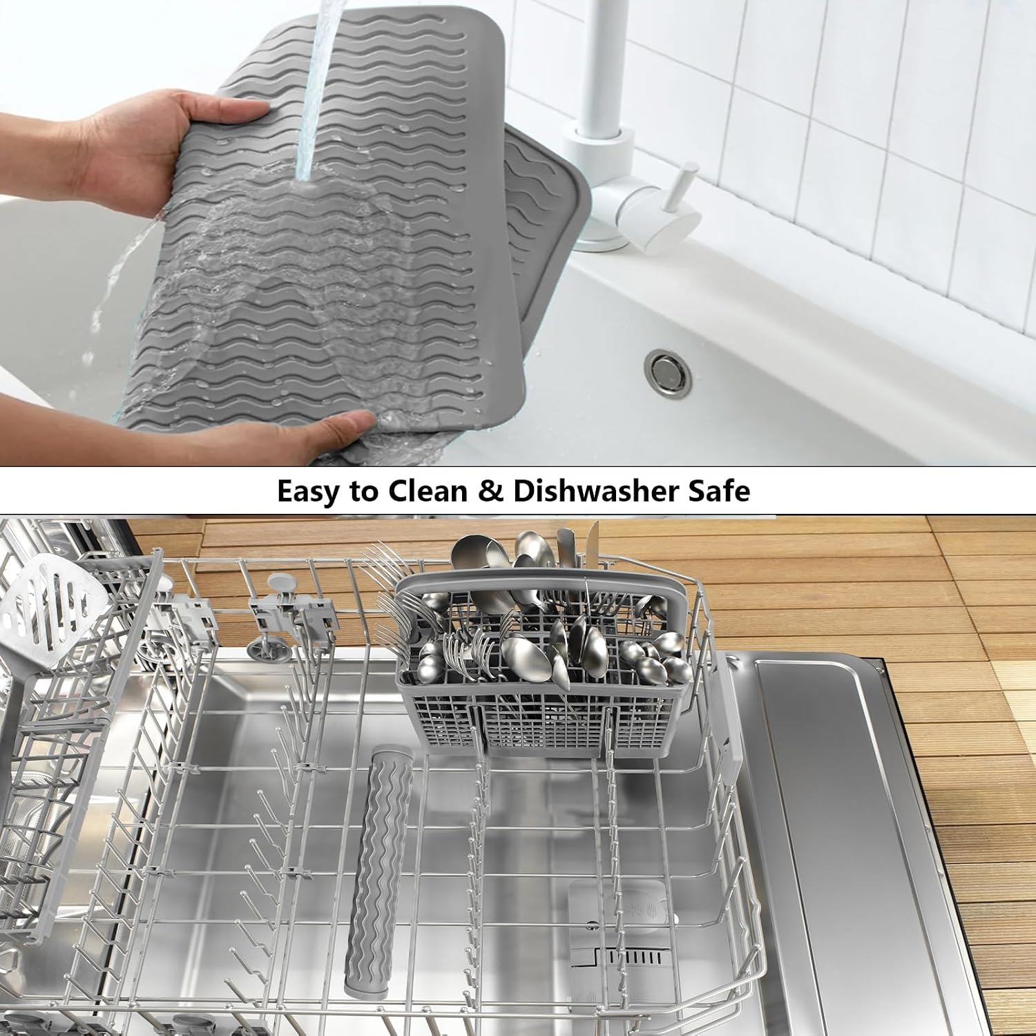 ZLR Silicone Dish Drying Mat for Kitchen Counter, Eco-Friendly Fast Dry Dish Mat, Easy Clean Multi Usage Drying Matt, Heat Resistant Trivet