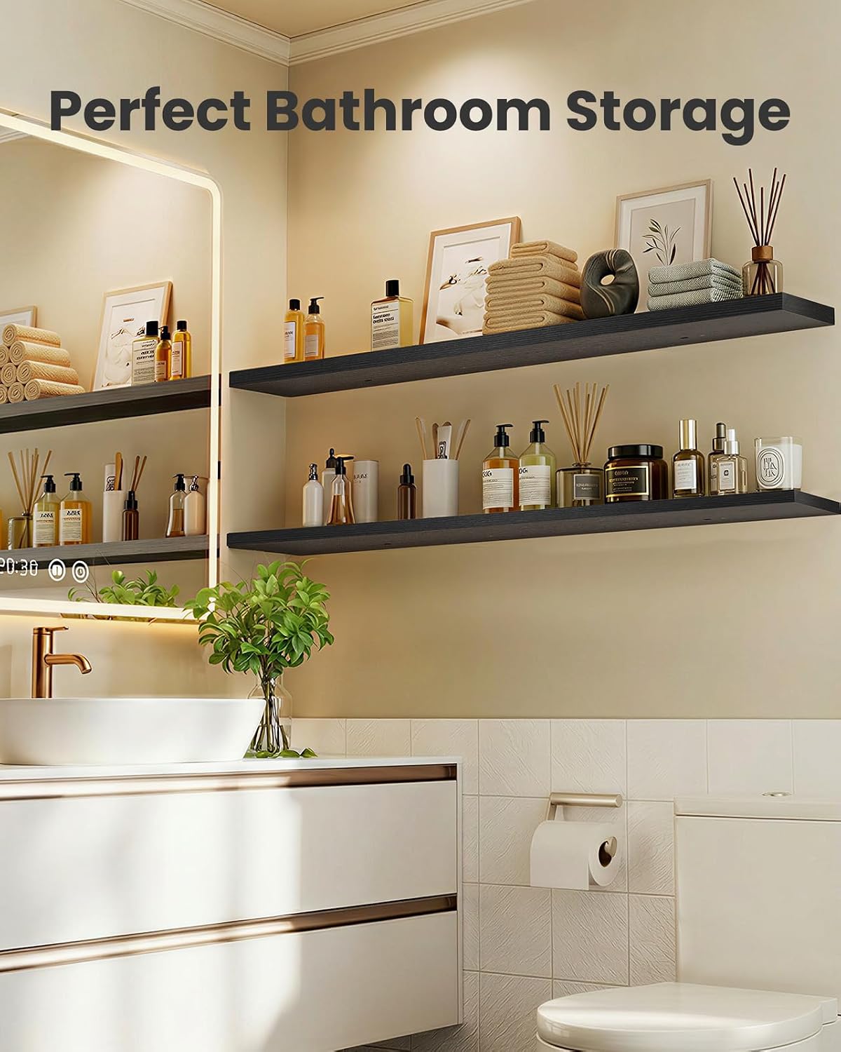 AMADA HOMEFURNISHING Floating Shelves, Wall Shelves for Bathroom/Living Room/Bedroom/Kitchen Decor