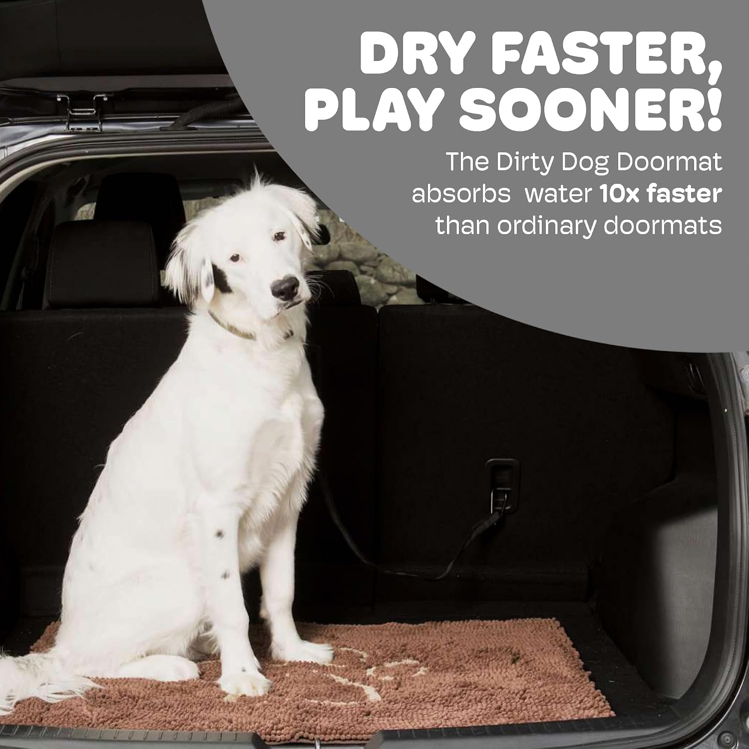 Dog Gone Smart Dirty Dog Doormat - Fast Drying Rug with Super Gripper Backing for Clean Floors - Super Absorbent and Machine Washable Mat for Muddy Paws - Grey