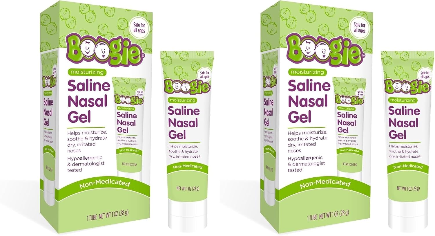 Boogie Moisturizing Saline Nasal Gel for Babies & Kids - 1 oz (3 Pack) | Fragrance Free - Drug-Free Formula - Made with Aloe and Natural Saline - Soothes and Hydrates Dry or Irritated Noses
