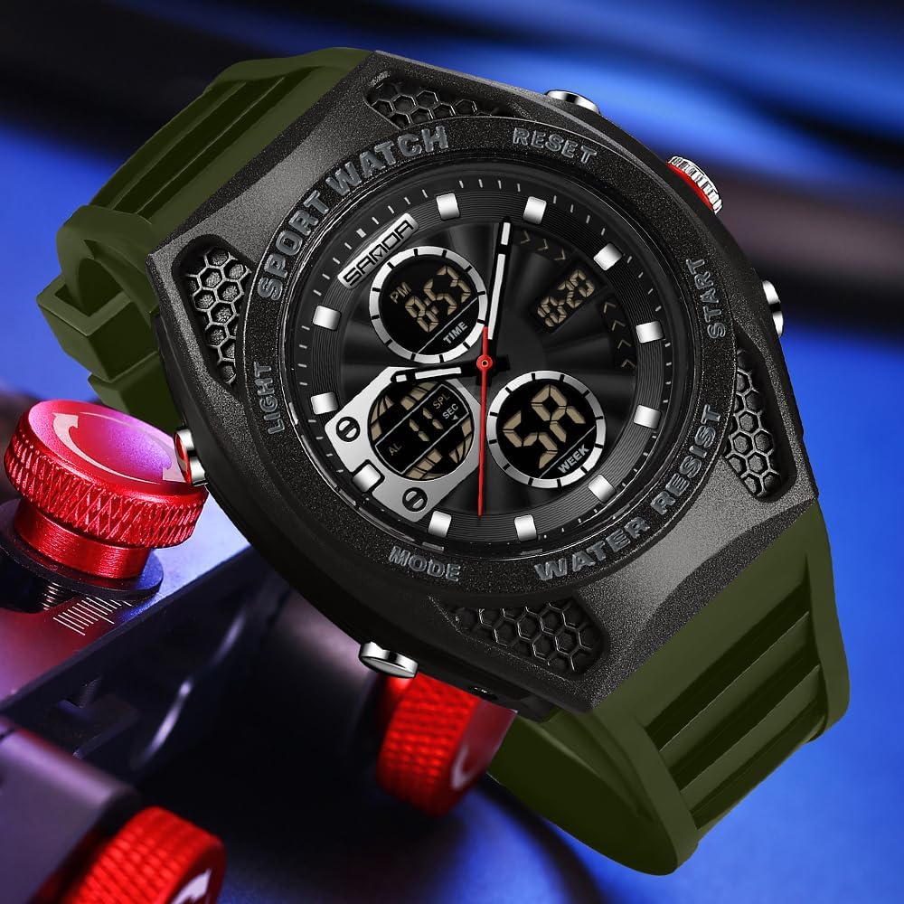 FANMIS Men's Digital Sport Watch Military LED Alarm Waterproof Quartz Watch | Tactical Outdoor Sport Watch Multi Function Led Display Alarm Stopwatch Date Quartz Rugged Style Daily Water Resistance