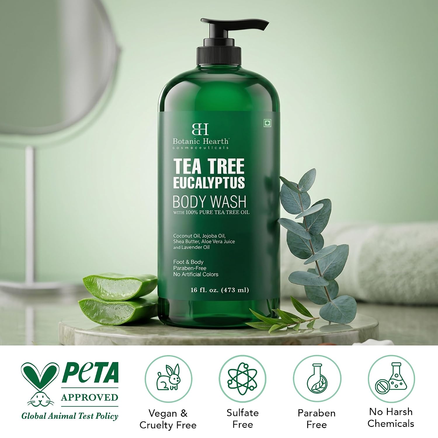 Botanic Hearth Tea Tree Body Wash With 100% Tea Tree Oil - 16 Fl oz