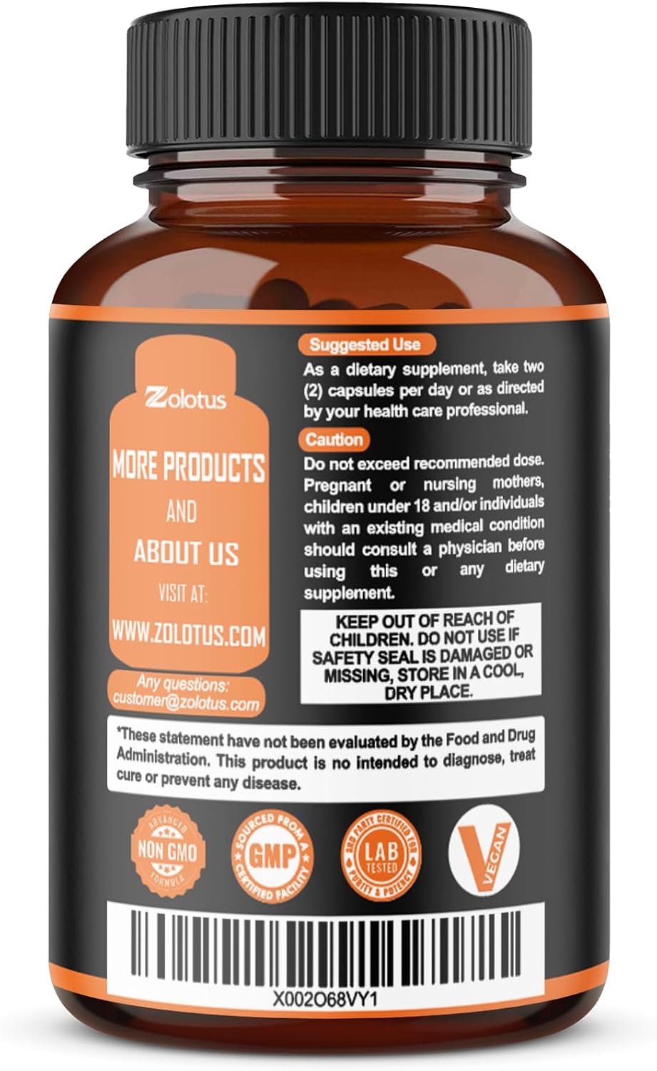 Zolotus Korean Red Panax Ginseng + Ginkgo Biloba, Ashwagandha, Beetroot, Green Tea - 120 Capsules for 2 Month Supply