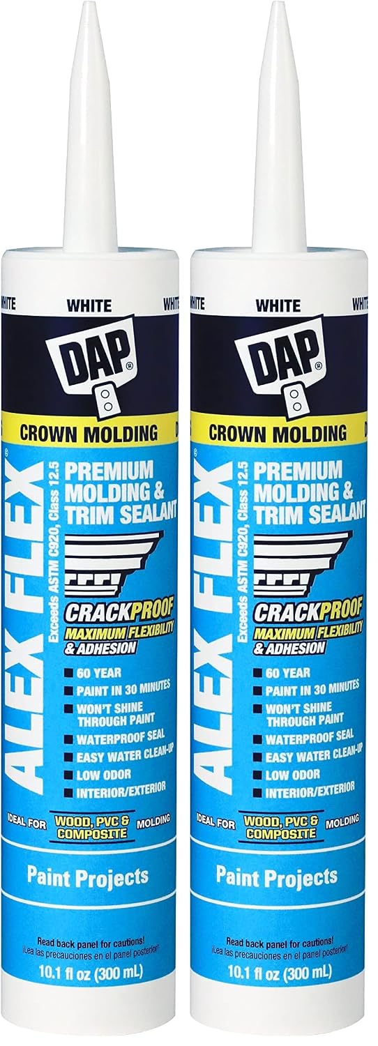 DAP Alex Flex Premium Molding & Trim Siliconized Sealant, White, 10.1 Oz (7079818542)