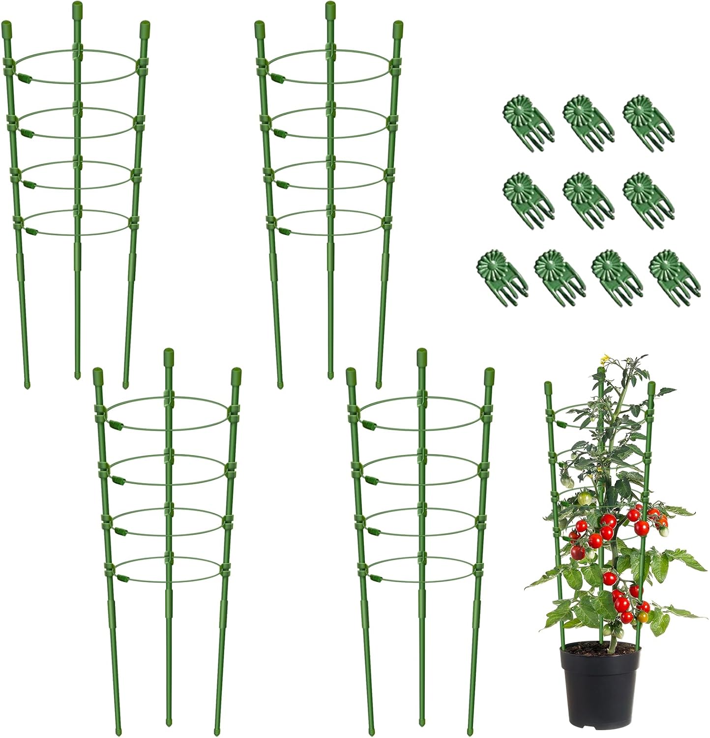 Legigo 3 Packs Plant Support Cages Tomato Cage for Garden- 18 Inch Adjustable Garden Cucumber Trellis Plant Stakes