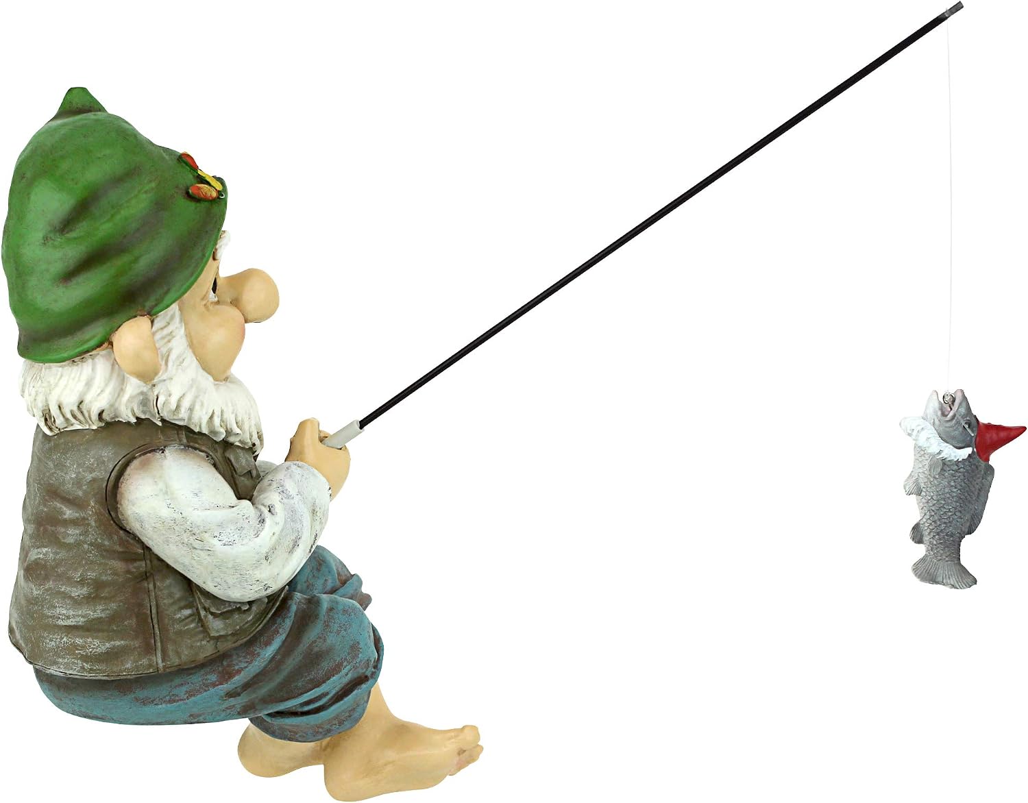 Design Toscano Frederic the Little Fisherman of Avignon Boy Fishing Garden Statue, 15 Inch Tall, Cast Stone Resin, Two Tone Stone Finish