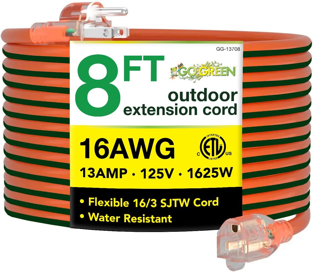 Go Green Power Inc. (GG-14025) 12/3 SJTW Outdoor Extension Cord, Lighted End, 25 ft