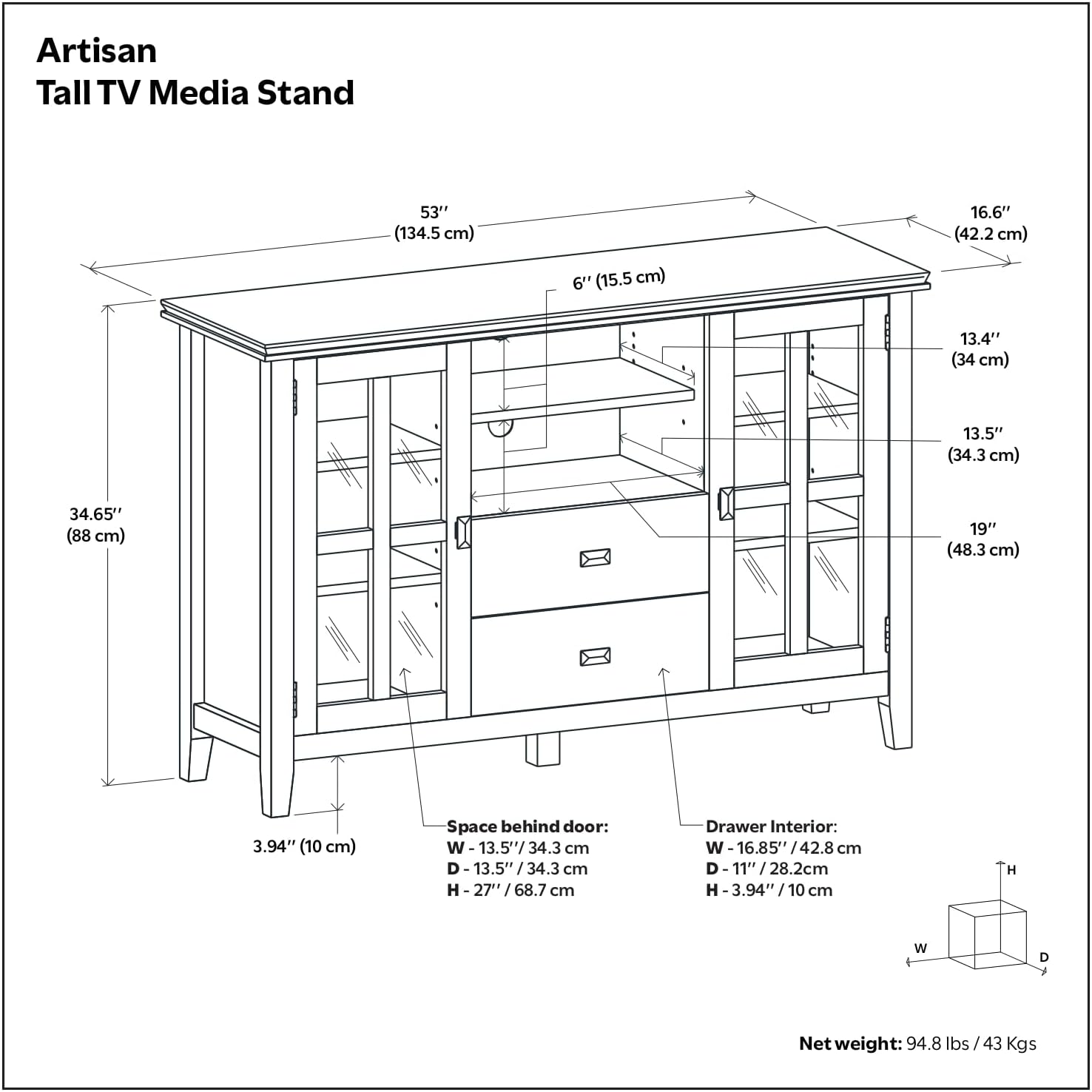 SIMPLIHOME Artisan 53" Wide Solid Wood TV Stand in Russet Brown