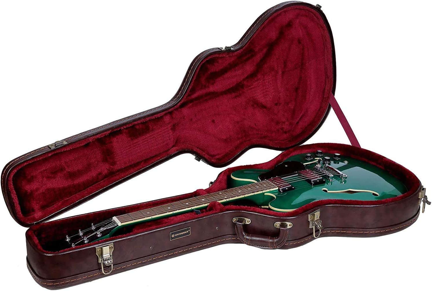Crossrock Hardshell Arch Top wood case fits SG Electric Guitars-Black(CRW600SGBK)