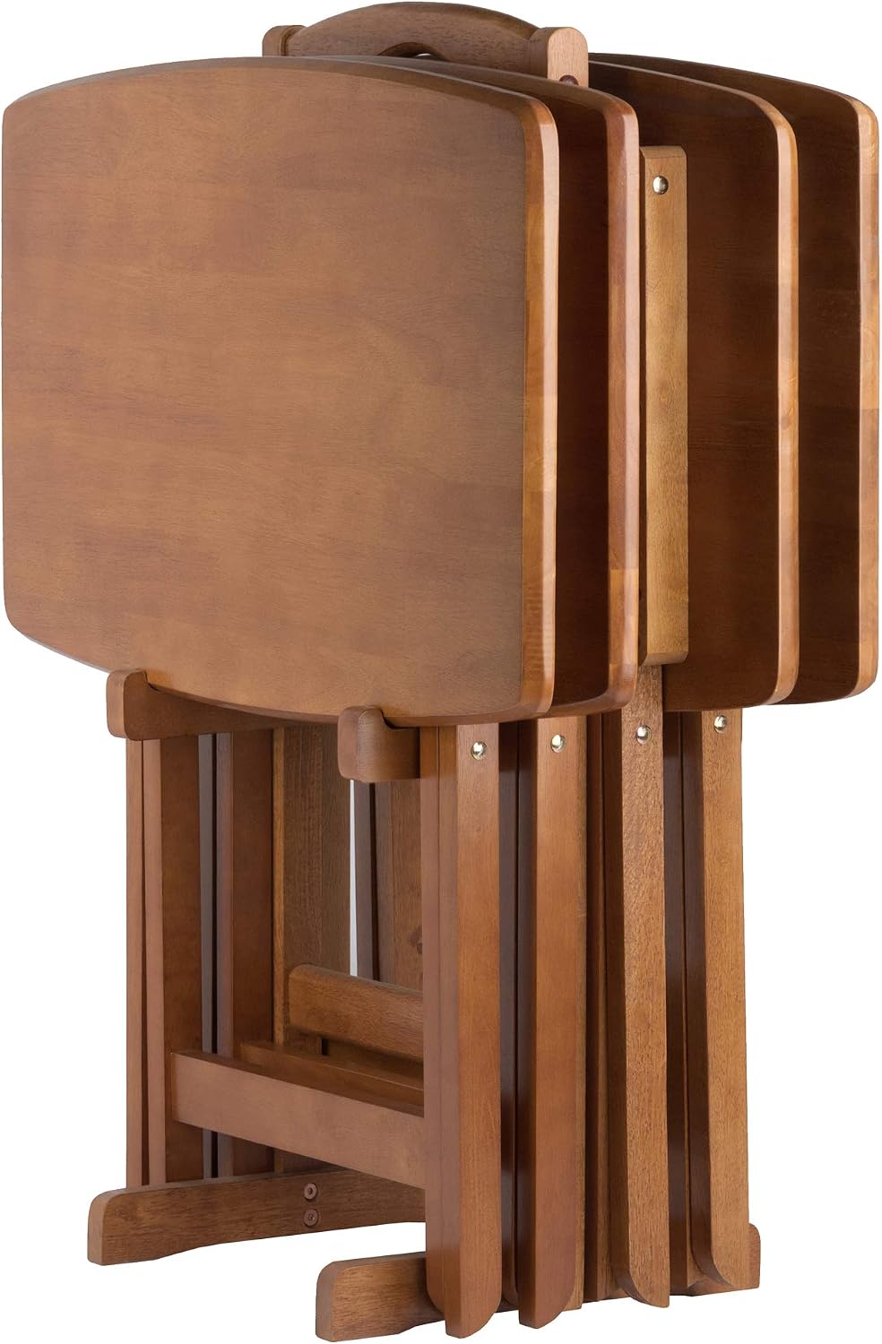 Winsome Darryl Set of 4 Oversized Foldable Tables, Walnut, 26" | Easy to Store Portable Fold Up Table Set for Kitchen, Living Room TV Dining, Crafts, Puzzles, Work From Home