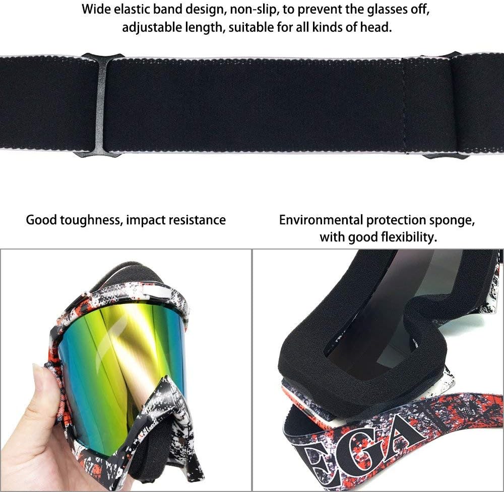 Dirt Bike Goggles, ATV Motorcycle UTV MX OTG Accessories Goggle Glasses & Anti Fog Ski Goggles, Racing Skiing Dirtbike