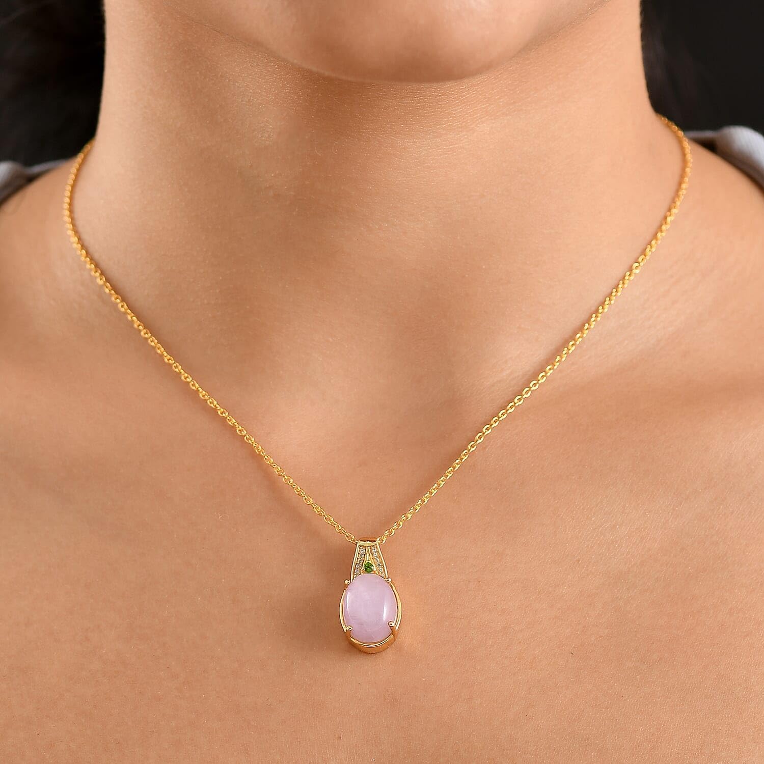 Kunzite Multi Gemstone 6.70 ctw Celestial Orbit Pendant Steel Necklace 20"