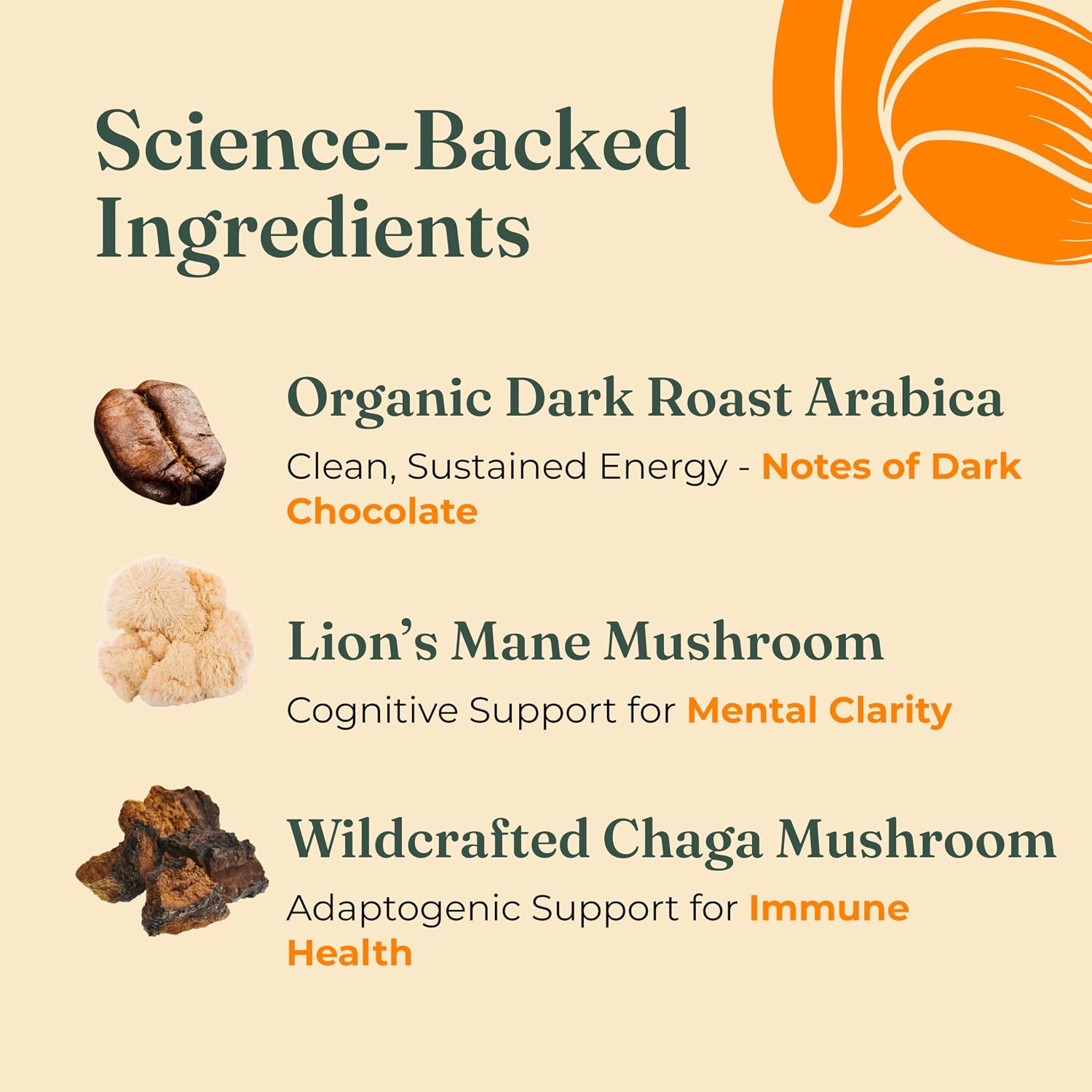 Four Sigmatic Organic Focus Mushroom Ground Coffee | Dark Roast, Organic Coffee with Lion's Mane & Chaga Mushroom for Mental Clarity & Energy Support | 12oz Bag