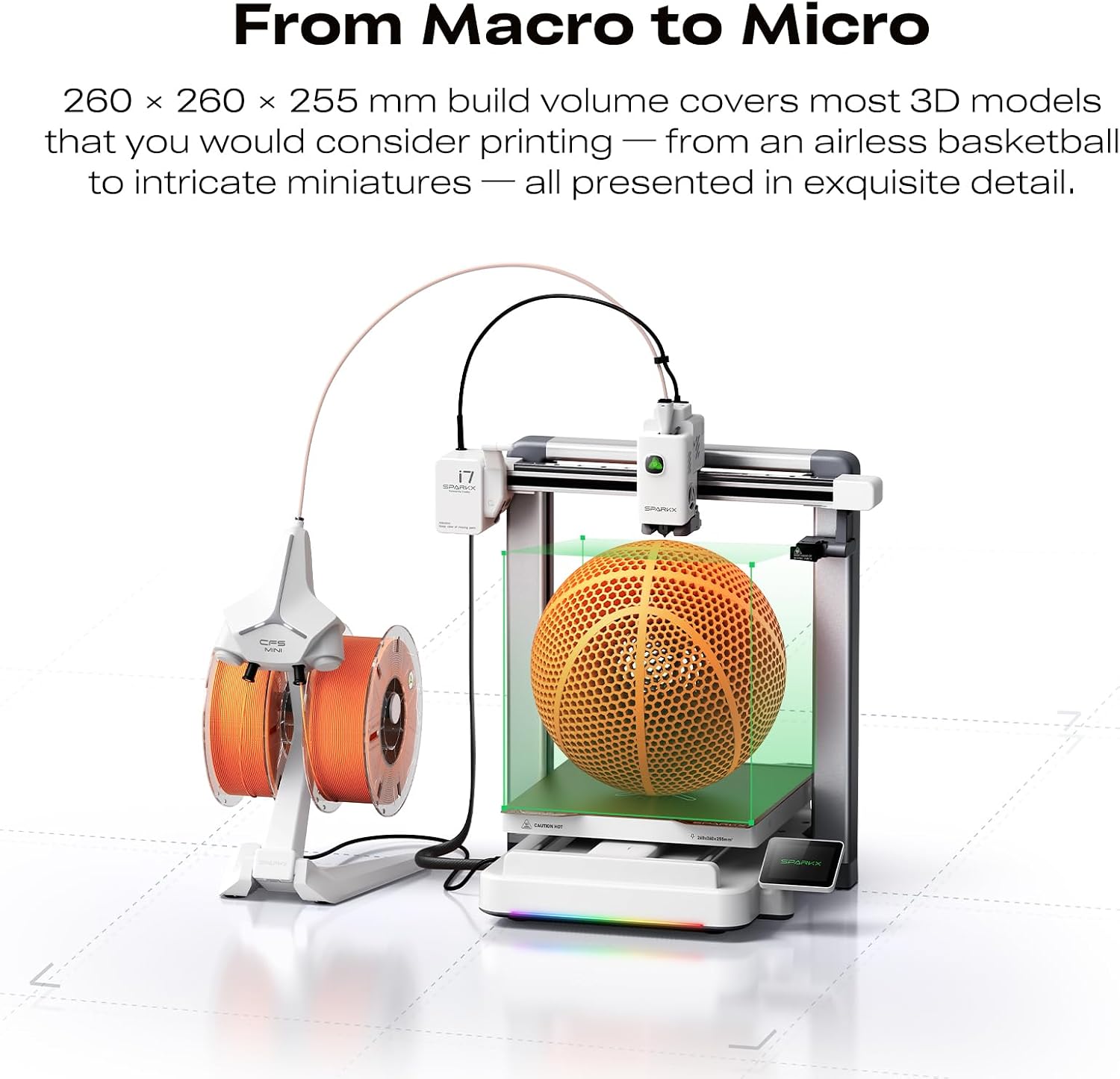 Creality SPARKX i7 Combo 3D Printer, Multi Color with CFS Lite High Speed AI Photo-to-3D Printing 95% Pre-Assemble Auto-Leveling Custom RGB Quick-Swap Essential Parts 10.24×10.24×10 inch