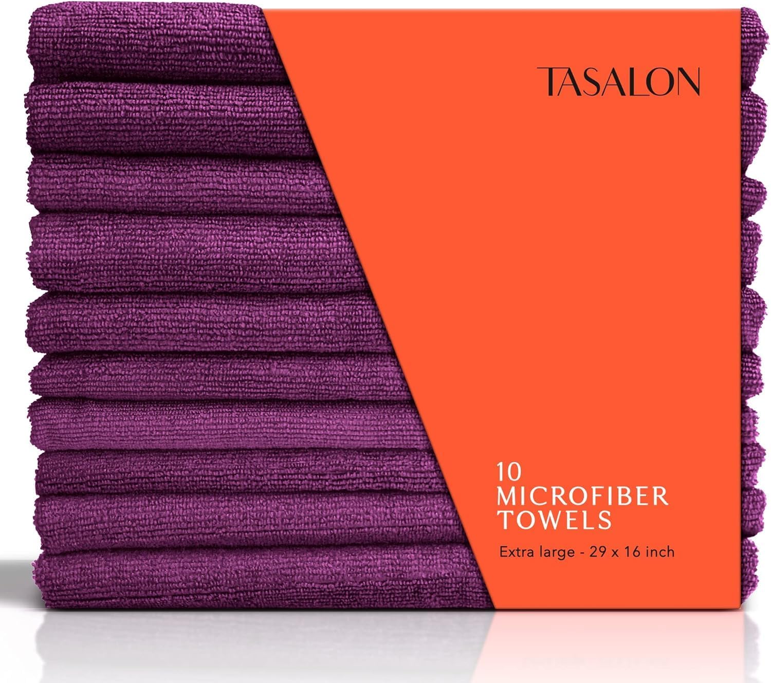 TASALON Microfiber Salon Hair Towels 10 Pack, 29" x 16" Ultra-Soft - Black