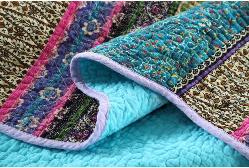 Striped Jacquard Style Cotton 3-Piece Patchwork Bedspread Quilt Sets, Queen Size