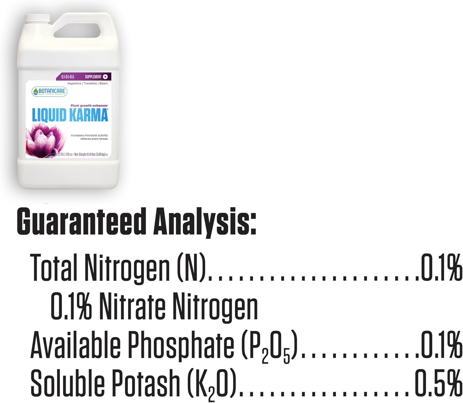 Botanicare Liquid Karma, Supplemental Nutrient, 0.1-0.1-0.5, 1 gal.