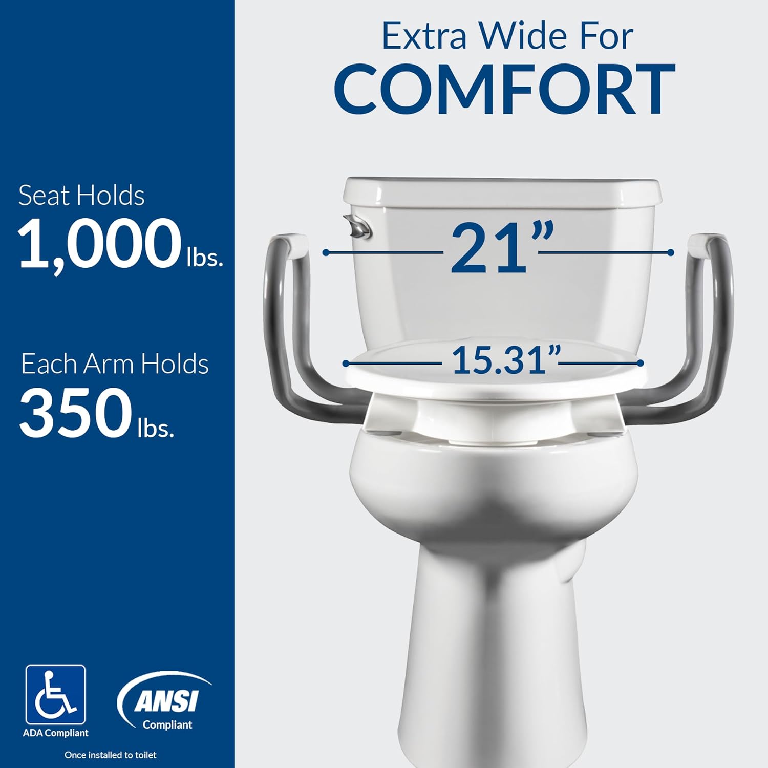 Bemis Assurance 3" Raised Toilet Seat for Seniors, Therapist Preferred for Safety, Secure Hinges, Clean Shield Guard, Elongated, White