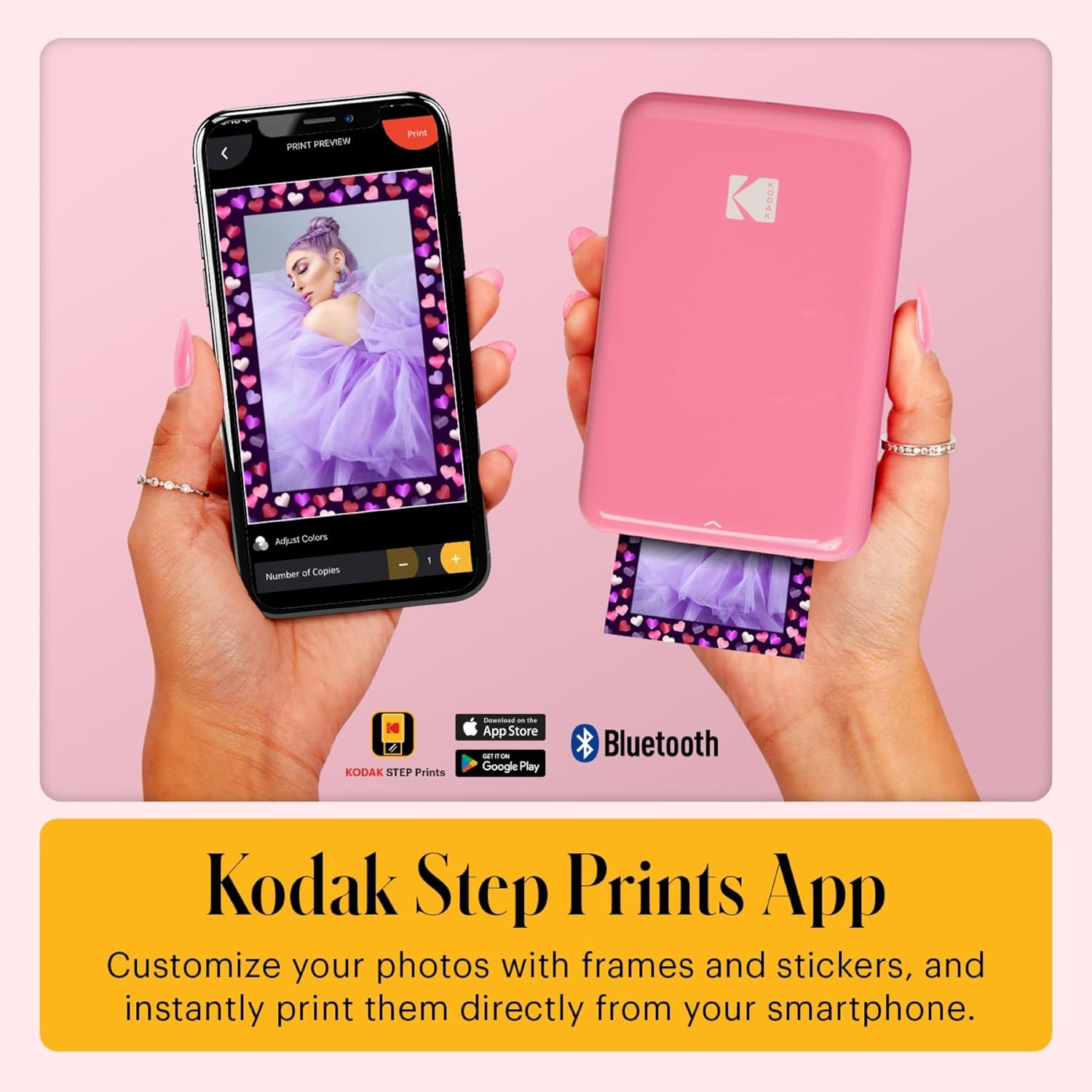 KODAK Step Instant Smartphone Photo Printer, Portable Mini Color Wireless Mobile Printer, Zink 2x3” (5.1x7.5 cm) Sticky-Back Photos