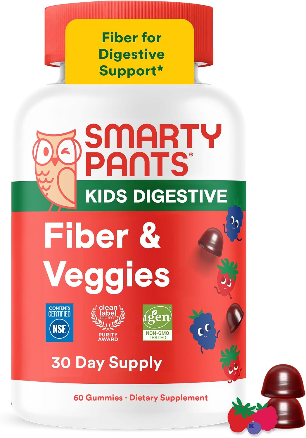 SmartyPants Kids Multivitamin Gummies and Fiber Supplement: Vitamin D3, C, Vitamin B12, B6, A, Zinc, Biotin, Inositol, Fiber Gummies, Three Fruit Flavors, 120 Count (30 Day Supply)