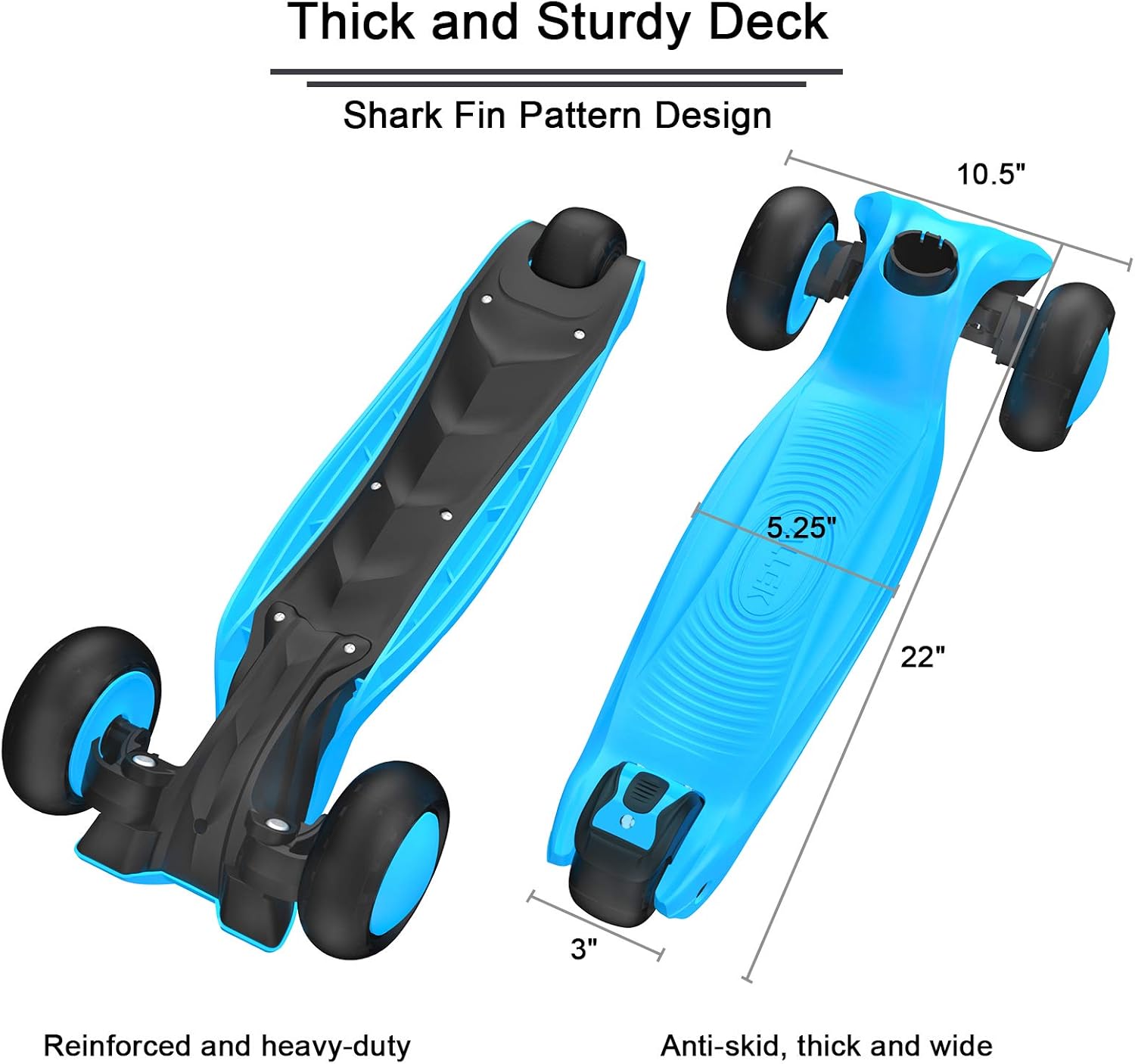 Allek Kick Scooter B03, Lean 'N Glide 3-Wheeled Push Scooter with Extra Wide PU Light-Up Wheels